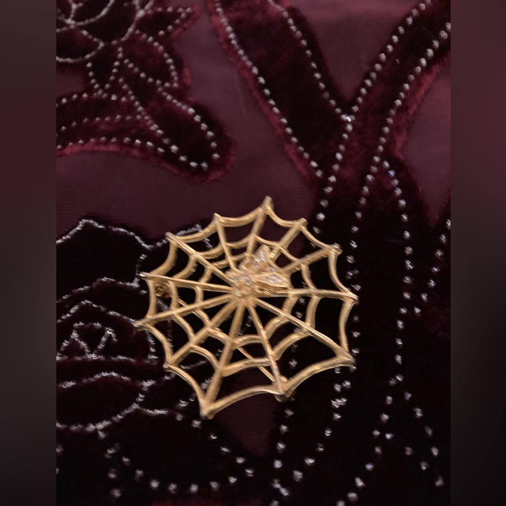 NWOT Spider Web Lapel Pin w Rhinestone Bee